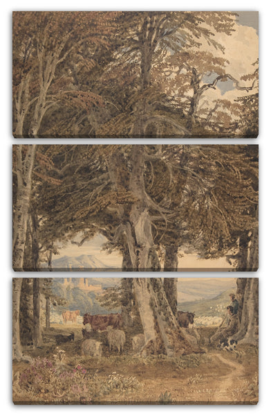 Leinwandbild George Barret, der Jüngere - Rinder und Schafe bei der Rast am Waldrand