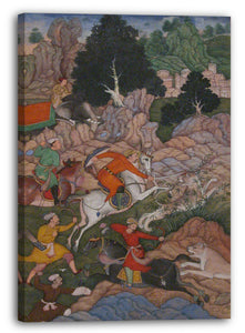 Leinwandbild Folio aus einem illustrierten Manuskript - "Akbar Hunting", Folio aus einem Akbarnama (Geschichte von Akbar)