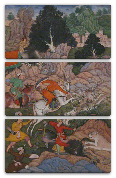 Leinwandbild Folio aus einem illustrierten Manuskript - "Akbar Hunting", Folio aus einem Akbarnama (Geschichte von Akbar)