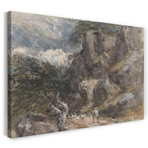 Leinwandbild David Cox - Schafe treiben in einer felsigen Landschaft