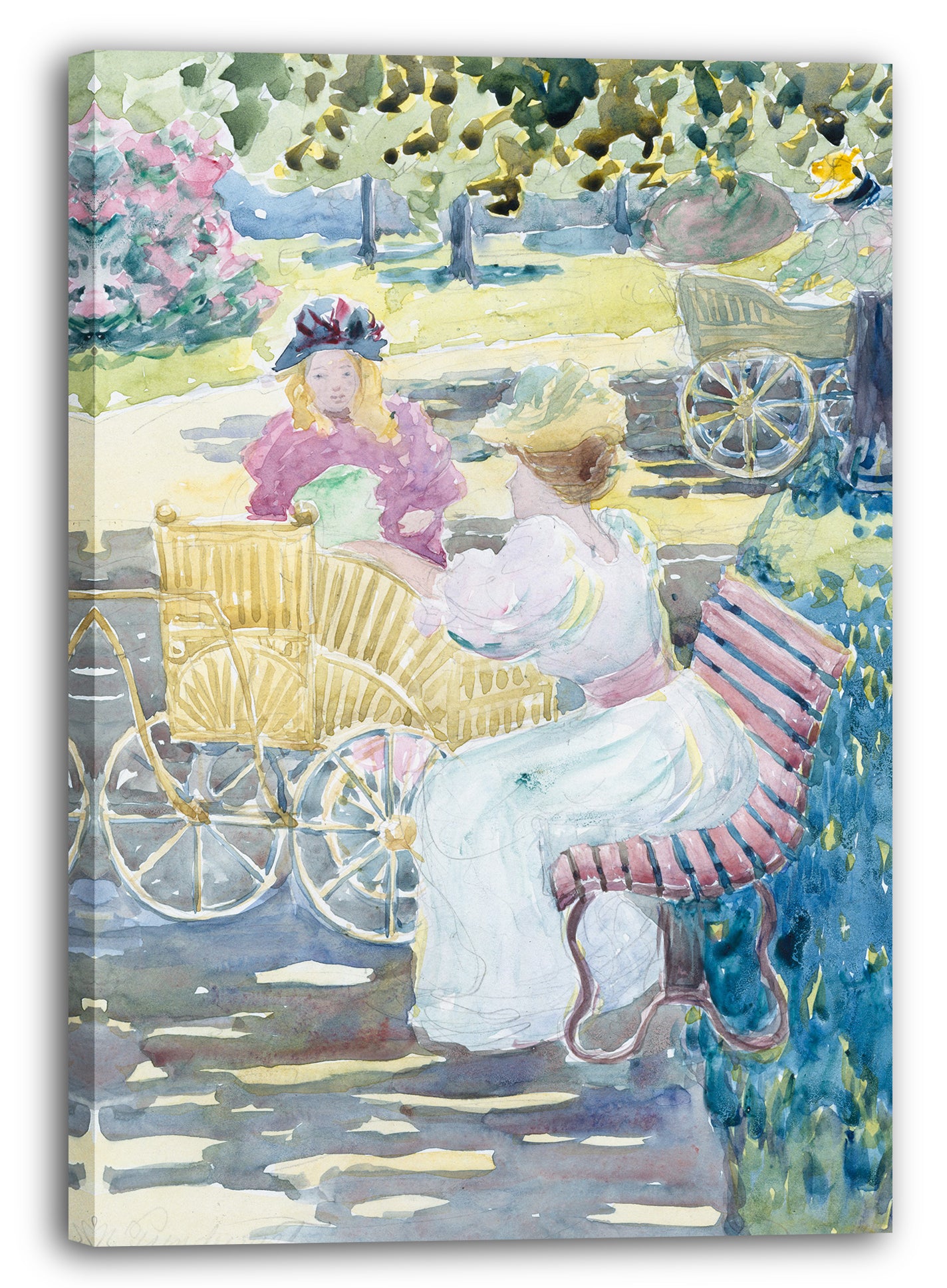 Leinwandbild Maurice Brazil Prendergast - Großes Boston Public Garden Sketchbook: Mütter und Kinder im Park
