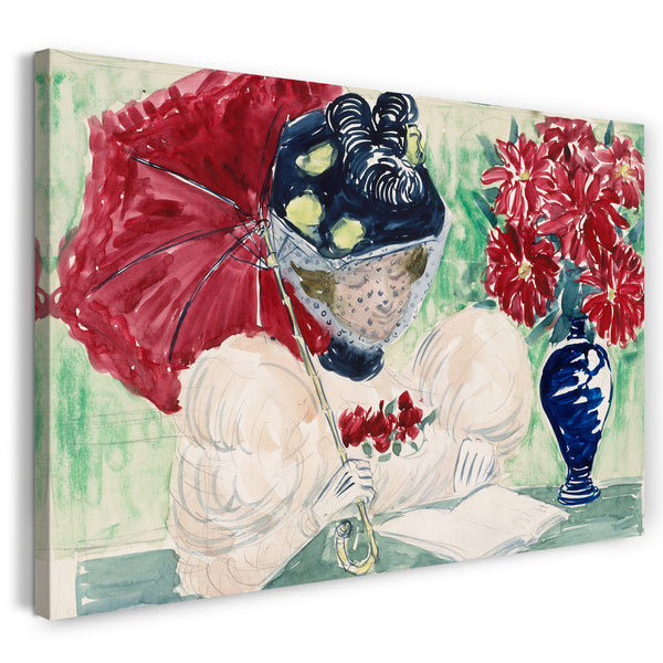 Leinwandbild Maurice Brazil Prendergast - Großes Boston Public Garden Sketchbook: Eine Frau liest ein Buch