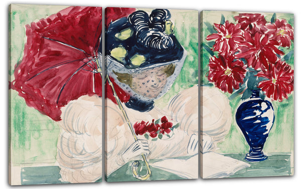 Leinwandbild Maurice Brazil Prendergast - Großes Boston Public Garden Sketchbook: Eine Frau liest ein Buch