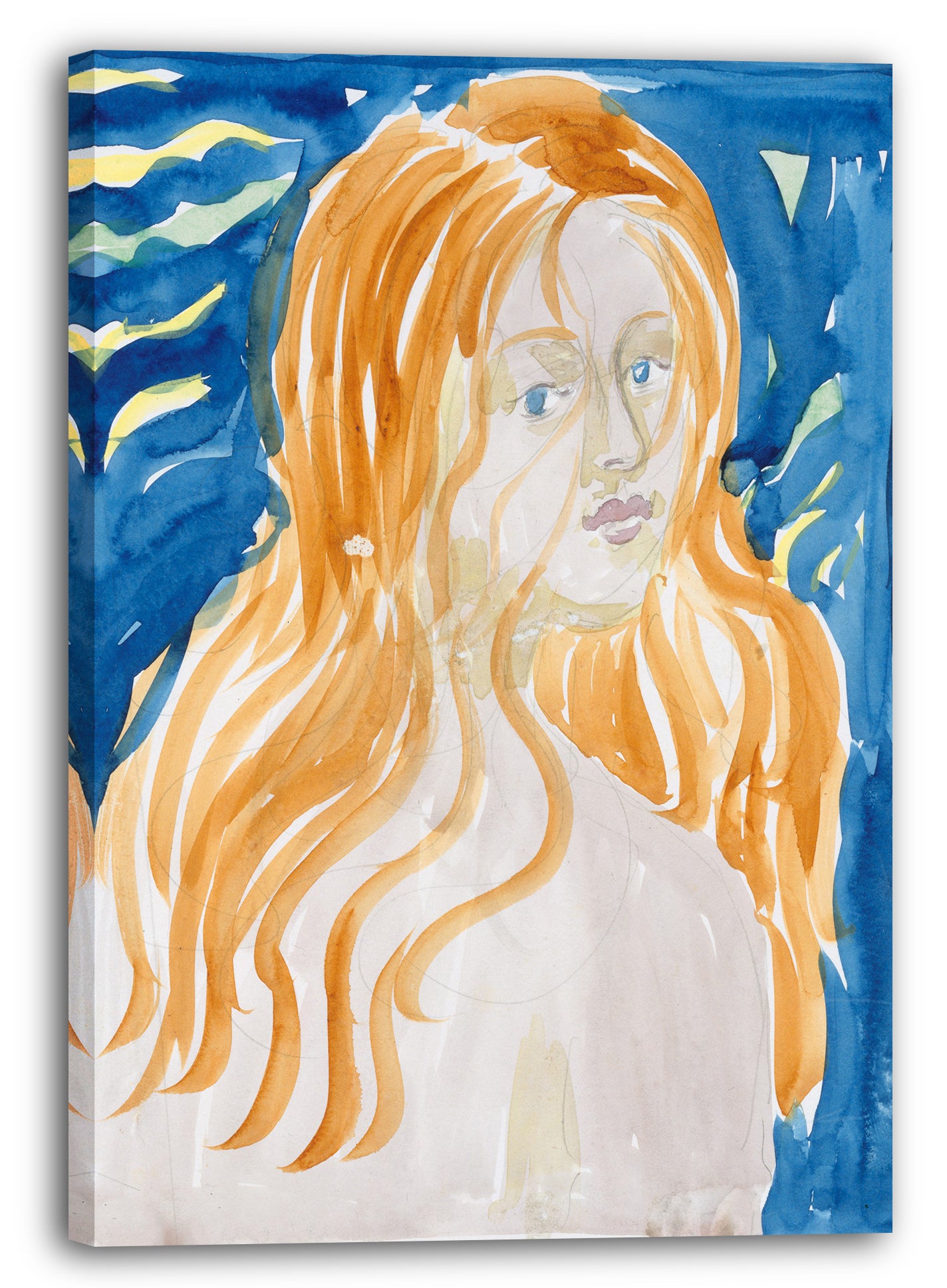 Leinwandbild Maurice Brazil Prendergast - Großes Boston Public Garden Sketchbook: Eine nackte Frau mit roten Haaren