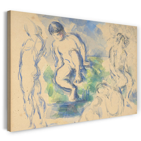 Leinwandbild Paul Cézanne - Badegäste (recto); Stillleben (Rückseite)