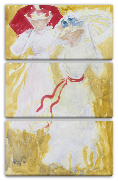 Leinwandbild Maurice Brazil Prendergast - Großes Boston Public Garden Sketchbook: Zwei Frauen, die ein Feld durchqueren