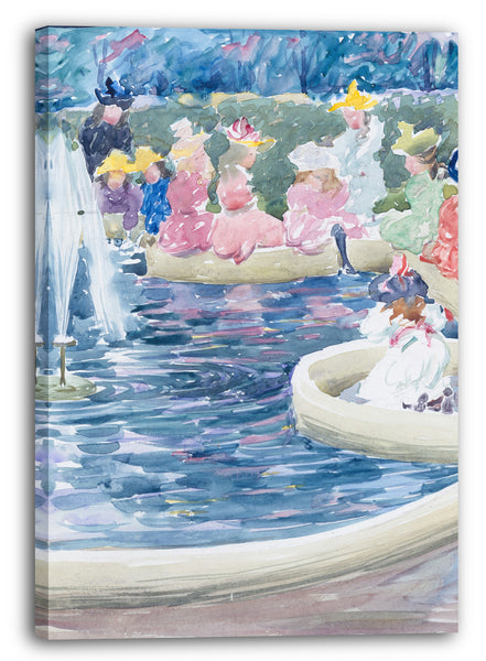 Leinwandbild Maurice Brazil Prendergast - Großes Boston Public Garden Sketchbook: Ein Brunnen im öffentlichen Garten