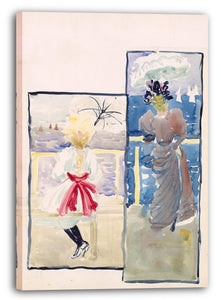 Leinwandbild Maurice Brazil Prendergast - Großes Boston Public Garden Sketchbook: Ein junges Mädchen und eine Frau, die auf das Meer blicken