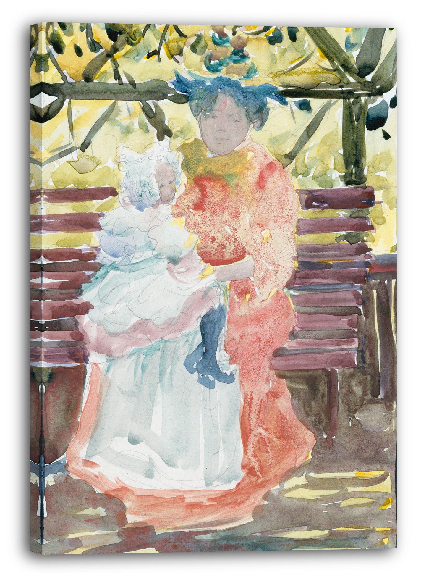 Leinwandbild Maurice Brazil Prendergast - Großes Boston Public Garden Sketchbook: Ein Kindermädchen mit einem Mädchen