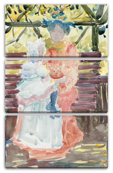 Leinwandbild Maurice Brazil Prendergast - Großes Boston Public Garden Sketchbook: Ein Kindermädchen mit einem Mädchen