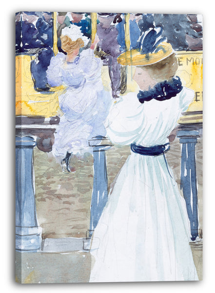Leinwandbild Maurice Brazil Prendergast - Großes Boston Public Garden Sketchbook: Die Straßenbahn in der Tremont Street