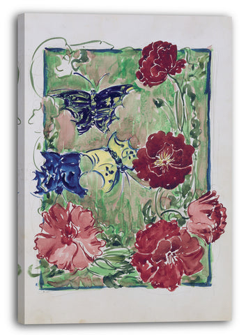 Leinwandbild Maurice Brazil Prendergast - Großes Boston Public Garden Sketchbook: Blumen und Schmetterlinge