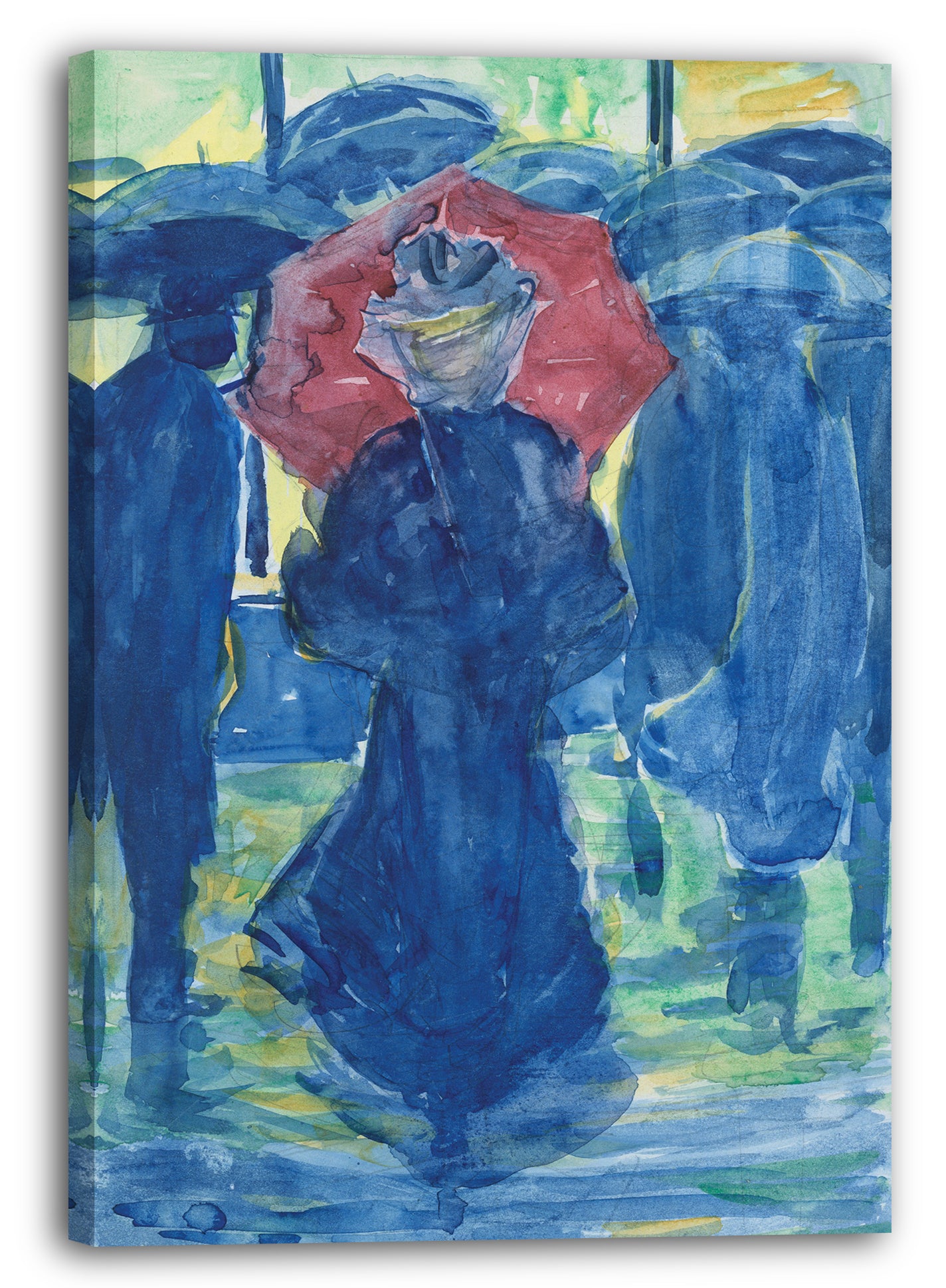 Leinwandbild Maurice Brazil Prendergast - Großes Boston Public Garden Sketchbook: Nachtszene mit Figuren, die Regenschirme tragen