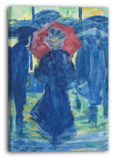 Leinwandbild Maurice Brazil Prendergast - Großes Boston Public Garden Sketchbook: Nachtszene mit Figuren, die Regenschirme tragen