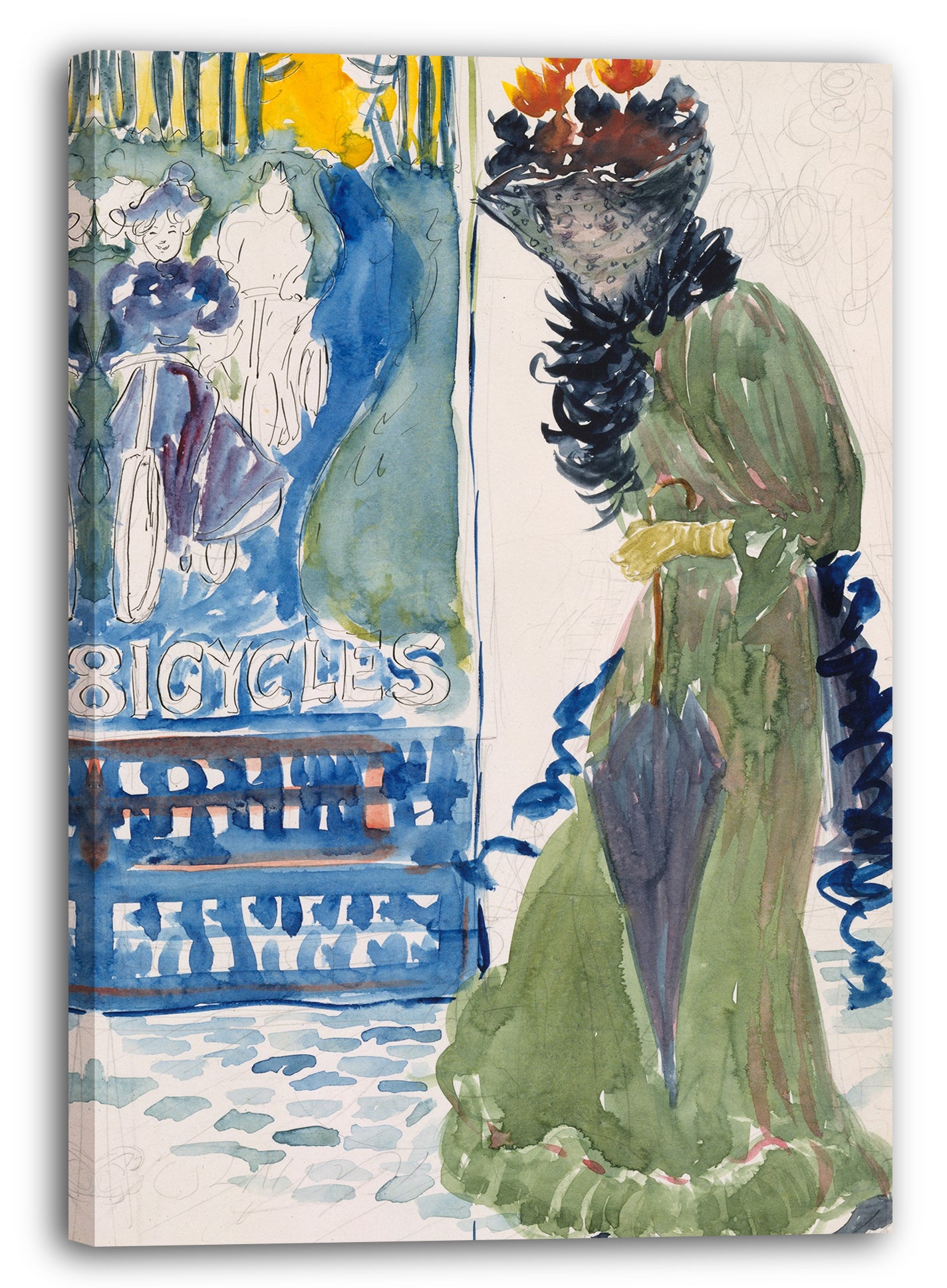 Leinwandbild Maurice Brazil Prendergast - Großer Boston Public Garden Sketchbook: Design für ein Fahrrad-Poster