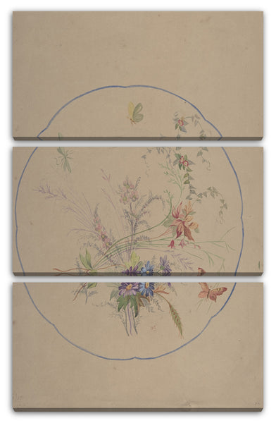 Leinwandbild Anonym, Italienisch, 19. Jahrhundert - Design von Blumensprays und Schmetterlingen