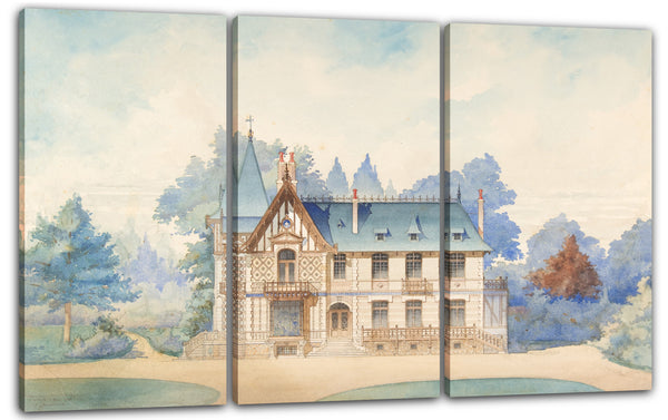 Leinwandbild Anonym, Französisch, 19. Jahrhundert - Blick auf ein Landhaus