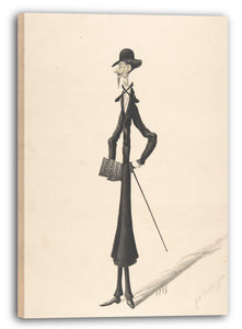 Leinwandbild Anonym, Italienisch, 19. Jahrhundert - Karikatur eines hohen dünnen Mannes, der ein Buch trägt