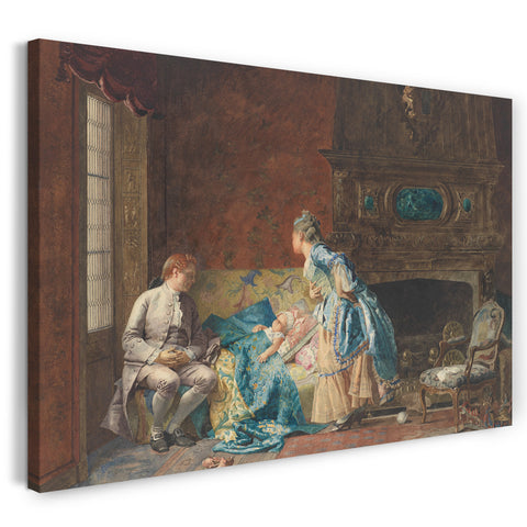 Leinwandbild Jean-Georges Vibert - Das erste Baby