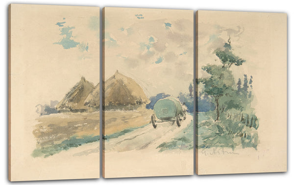 Leinwandbild Zacharie Astruc - Landschaft mit Waggon und Heuhaufen