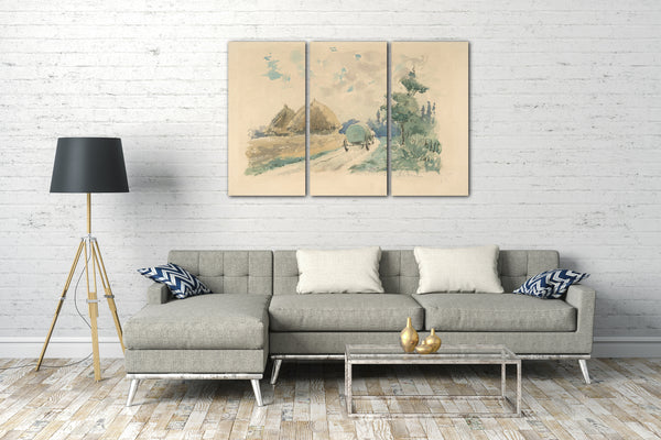 Leinwandbild Zacharie Astruc - Landschaft mit Waggon und Heuhaufen