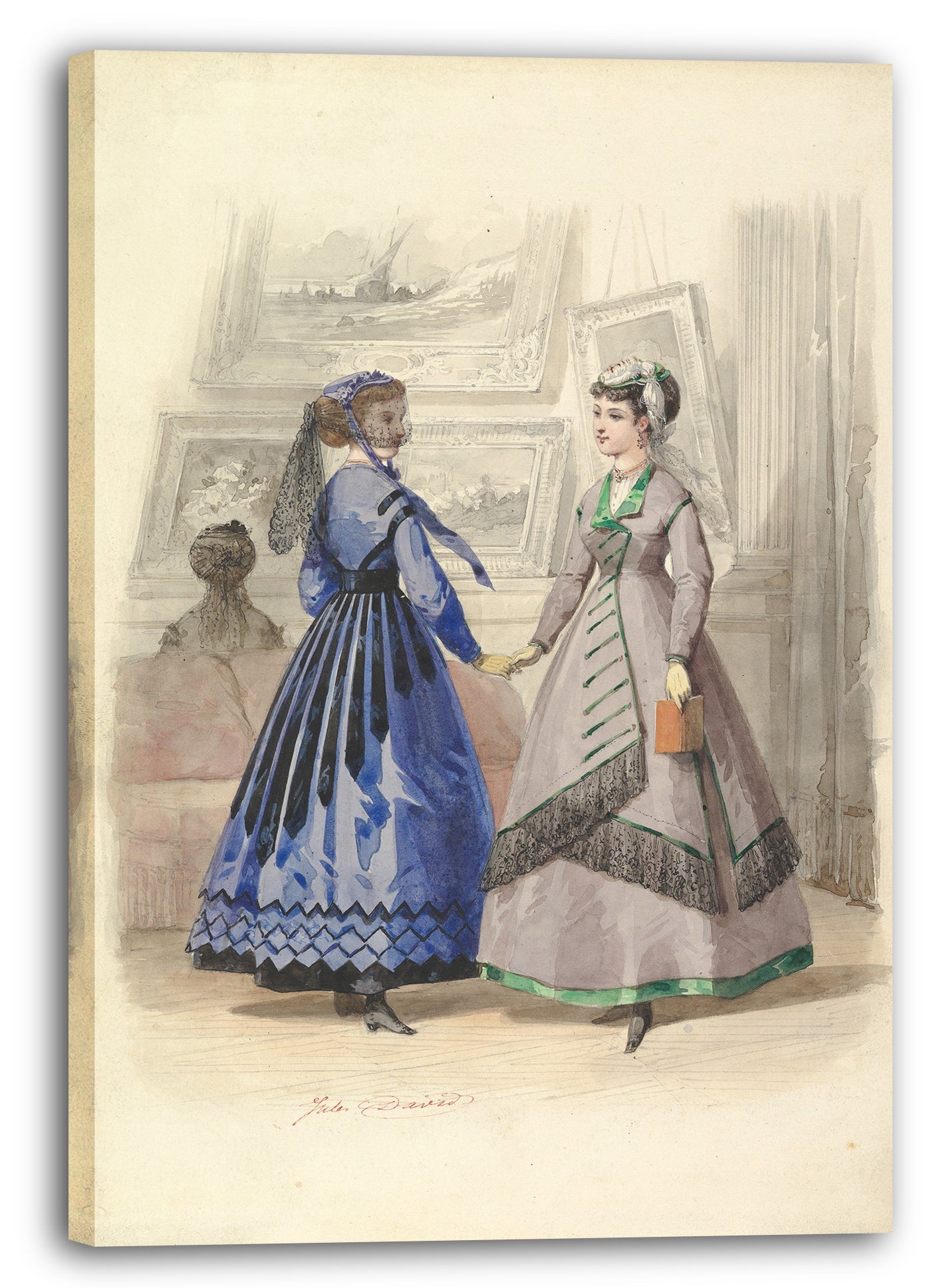 Leinwandbild Jules David - Zwei Frauen in einer Kunstgalerie