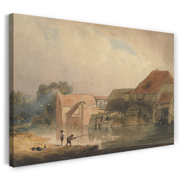 Leinwandbild Peter De Wint - Riverside-Szene (alte Mühle)