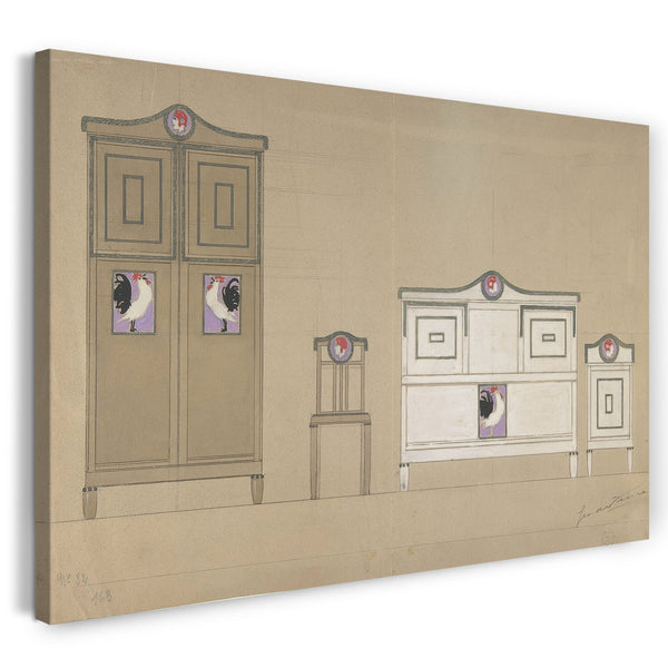 Leinwandbild Georges de Feure - Möbel Designs: Kleiderschrank, Stuhl, Büro und Waschtisch