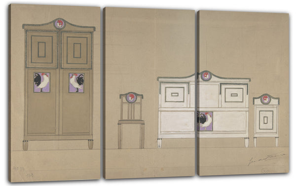 Leinwandbild Georges de Feure - Möbel Designs: Kleiderschrank, Stuhl, Büro und Waschtisch