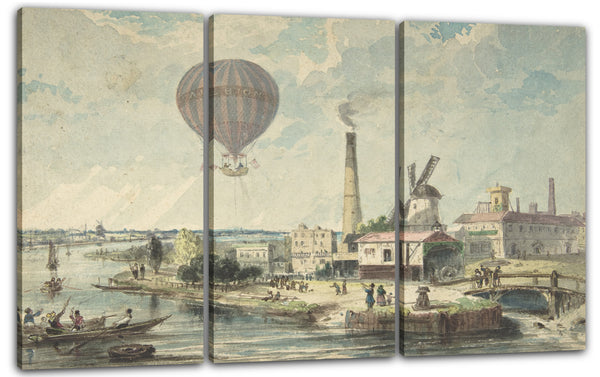 Leinwandbild Anonym, Britisch, 19. Jahrhundert - Mr. Green im Albion-Ballon, nachdem er am 12. August 1842 aus Vauxhall Gardens aufgestiegen war