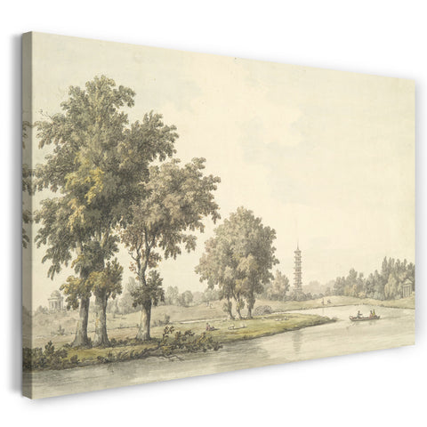 Leinwandbild William Marlow - Blick auf den See und die Insel vom Rasen in Kew