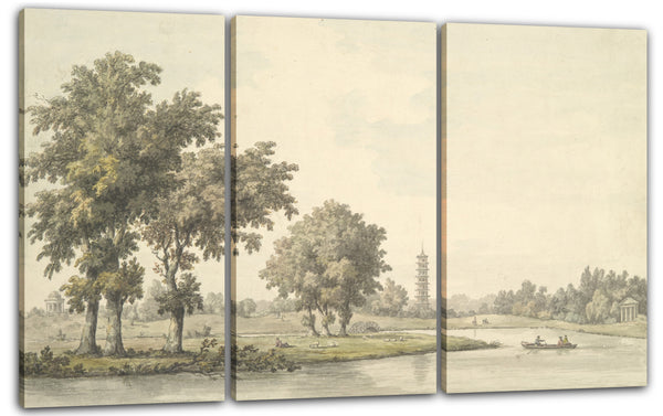 Leinwandbild William Marlow - Blick auf den See und die Insel vom Rasen in Kew