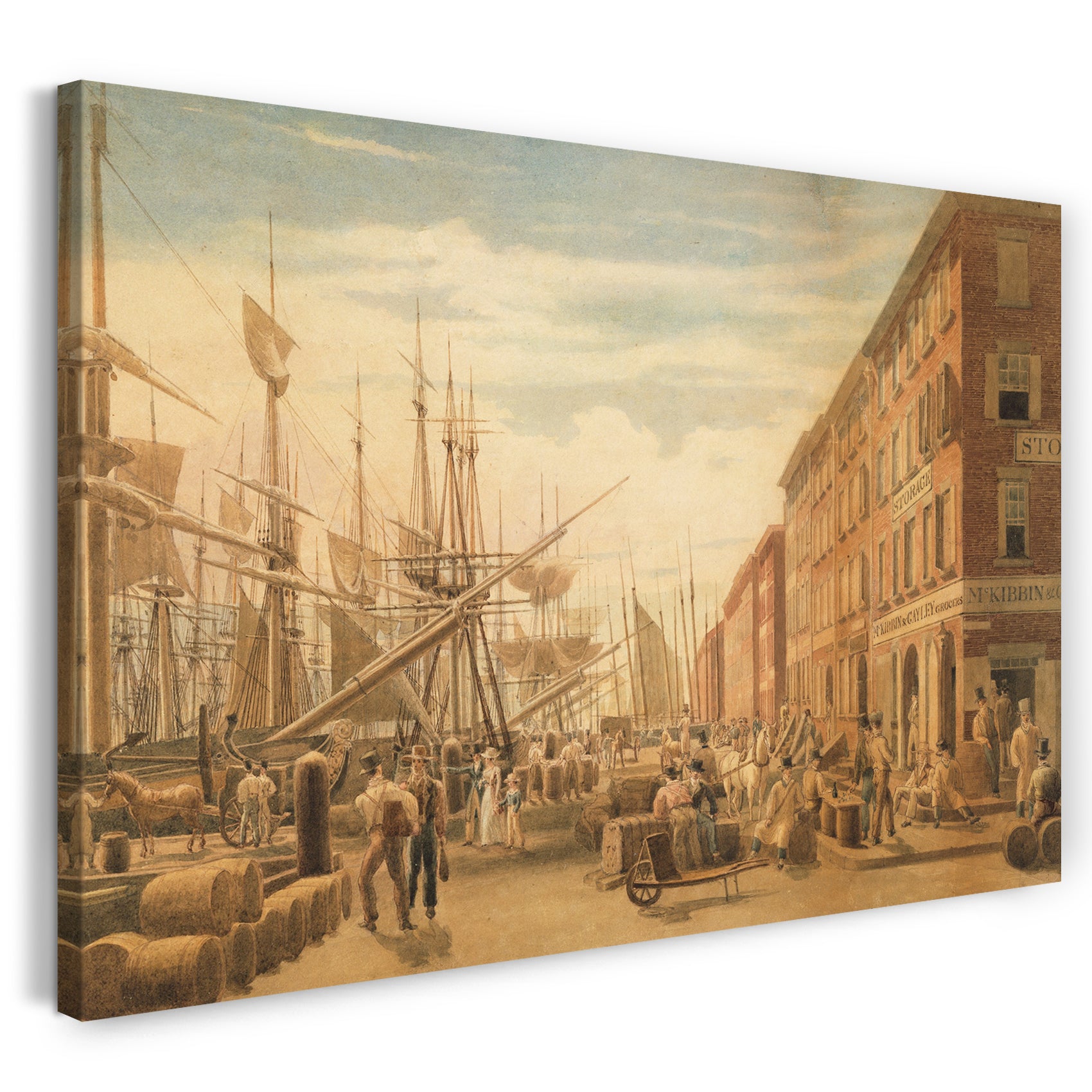Leinwandbild William James Bennett - Blick auf South Street, von Maiden Lane, New York City