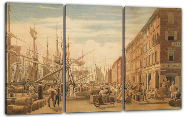 Leinwandbild William James Bennett - Blick auf South Street, von Maiden Lane, New York City