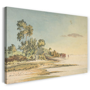 Leinwandbild Anonym, Britisch, 19. Jahrhundert - Landschaft auf einer Bucht