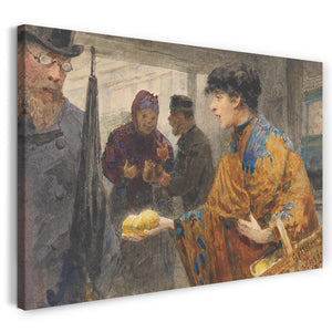 Leinwandbild Wilhelm Geißler - Frau im orientalischen Kleid, die Zitronen verkauft