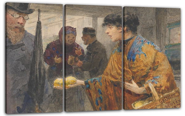 Leinwandbild Wilhelm Geißler - Frau im orientalischen Kleid, die Zitronen verkauft