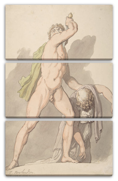 Leinwandbild Thomas Rowlandson - Stehender Mann, der in Ohnmacht fallende Frau hilft (Ludovisi Gallien in den Uffizien)
