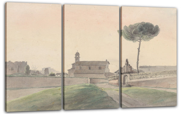 Leinwandbild Franz Ludwig Catel - Ansicht der Kirche von San Pancrazio, Rom, von Süden