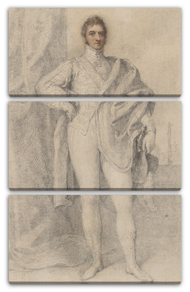 Leinwandbild Richard Cosway - Porträt von George, 5. Herzog von Marlborough, mit Blenheim in der Ferne