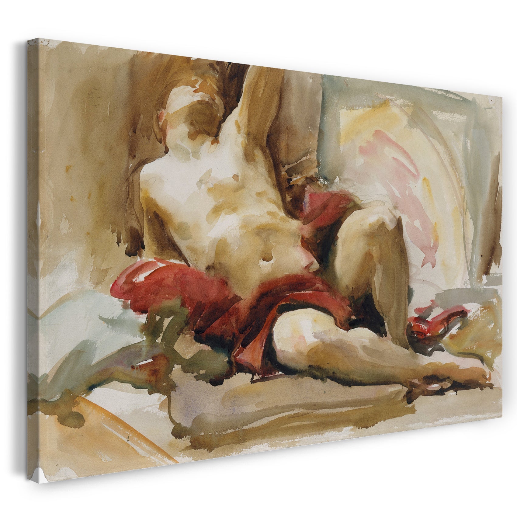 Leinwandbild John Singer Sargent - Mann mit roter Drapierung