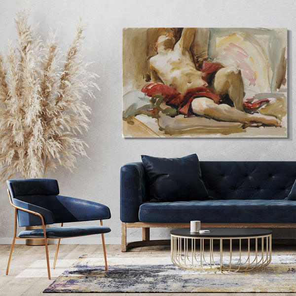 Leinwandbild John Singer Sargent - Mann mit roter Drapierung