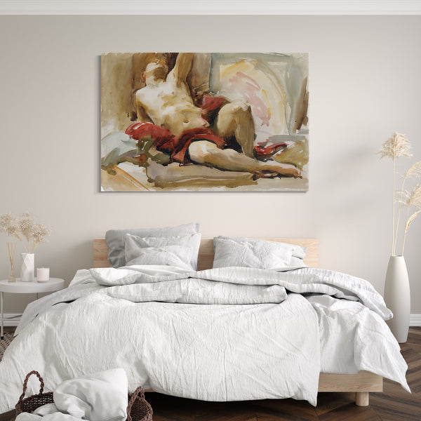 Leinwandbild John Singer Sargent - Mann mit roter Drapierung