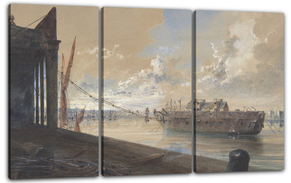 Leinwandbild Robert Charles Dudley - Das Kabel ging von den Werken in den Hulk (die alte Fregatte Iris) über, auf der Themse in Greenwich liegend