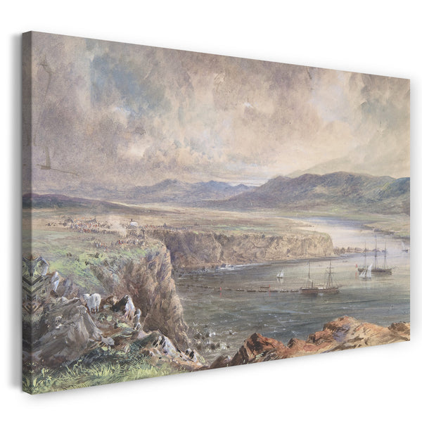 Leinwandbild Robert Charles Dudley - Foilhummerum Bay, Valentia, Looking from Cromwell Fort: The Caroline and Boats Laying the Earth Wire, July 21st, 1865