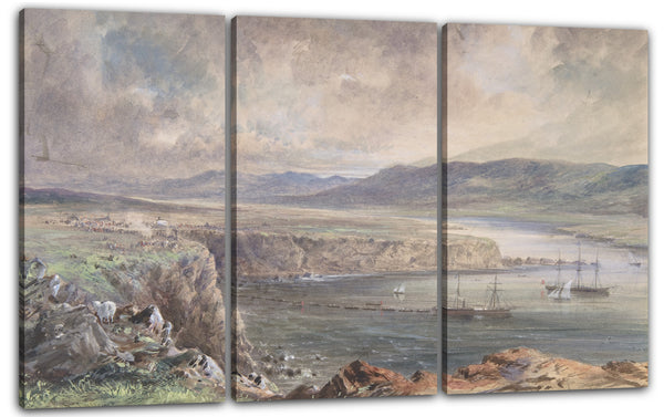 Leinwandbild Robert Charles Dudley - Foilhummerum Bay, Valentia, Looking from Cromwell Fort: The Caroline and Boats Laying the Earth Wire, July 21st, 1865