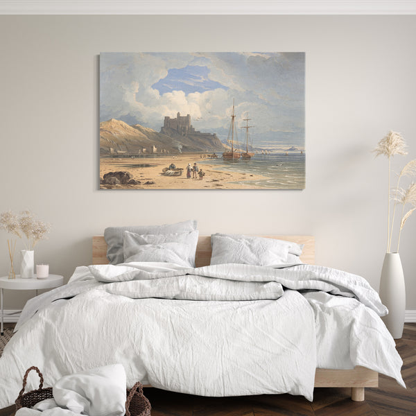 Leinwandbild John Varley - Bamburgh Castle aus dem Nordosten, mit Holy Island in der Ferne, Northumberland