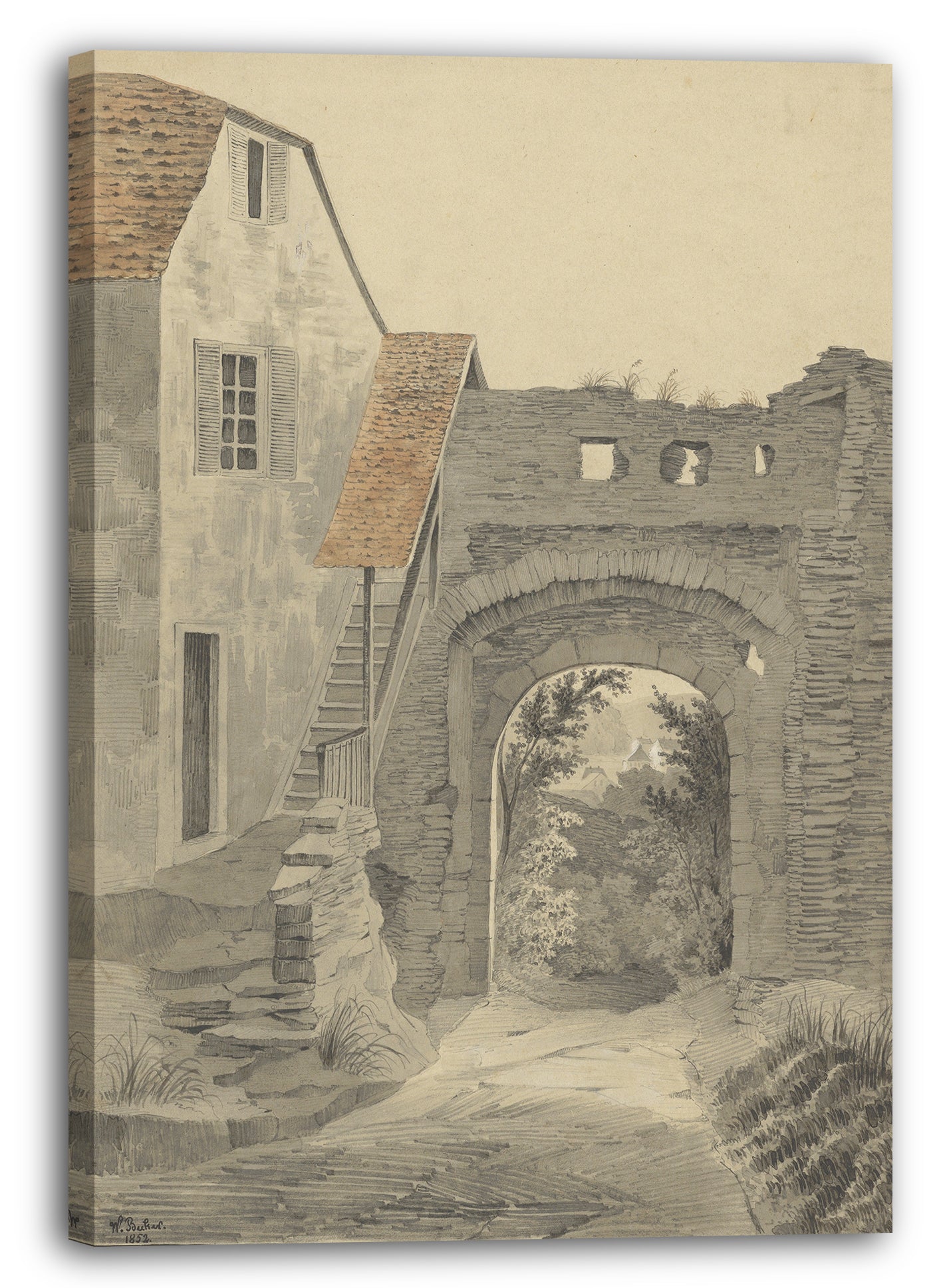 Leinwandbild W. Becker - Eingang zum Schloss Epstein