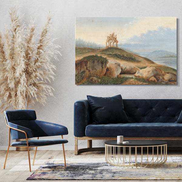 Leinwandbild George Sand - Landschaft mit einem fantastischen Schloss