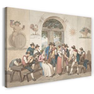 Leinwandbild Bartolomeo Pinelli - Innenraum eines römischen Gasthauses, 1817.